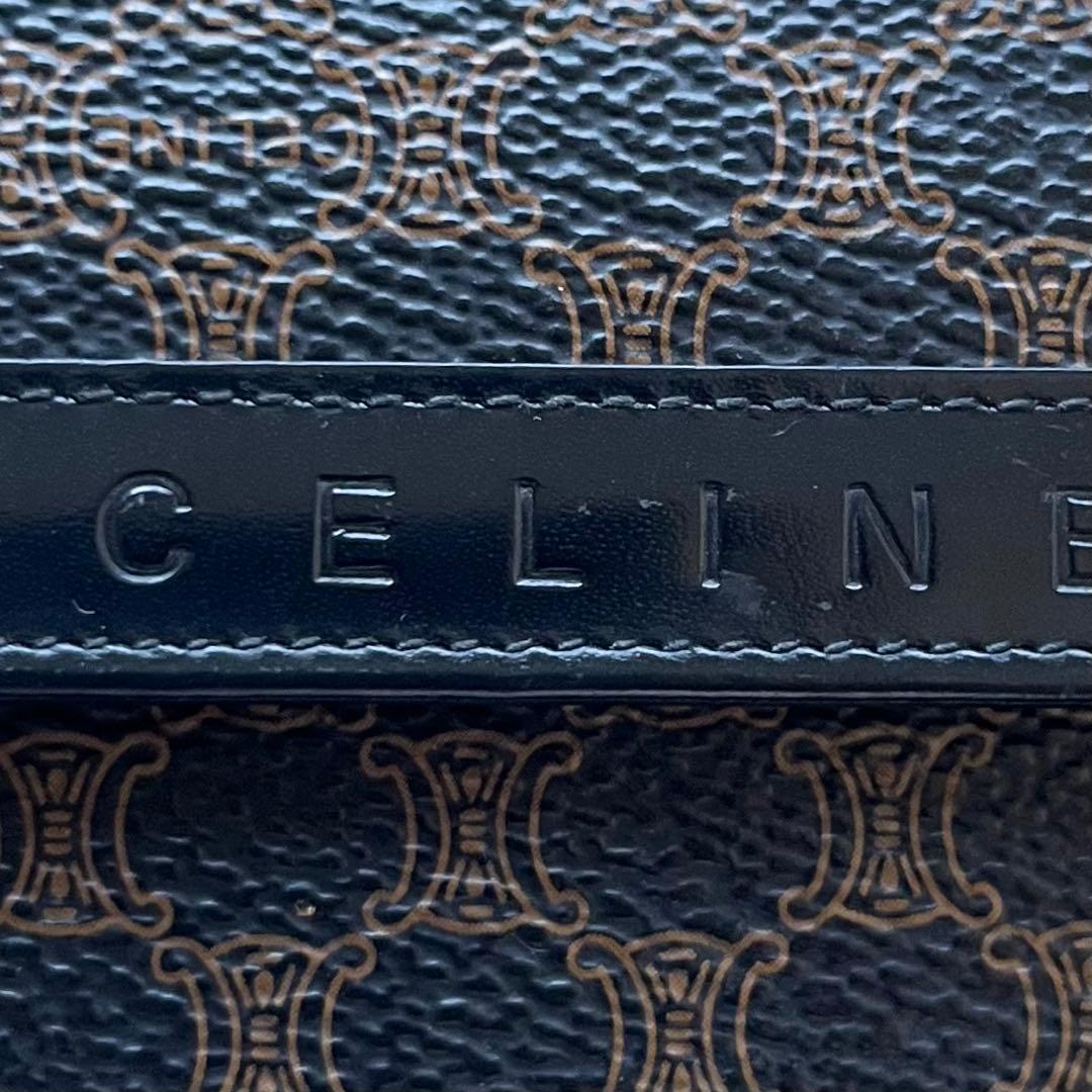 Old CELINE オールドセリーヌ 折り財布 がま口 黒マカダム ブラック