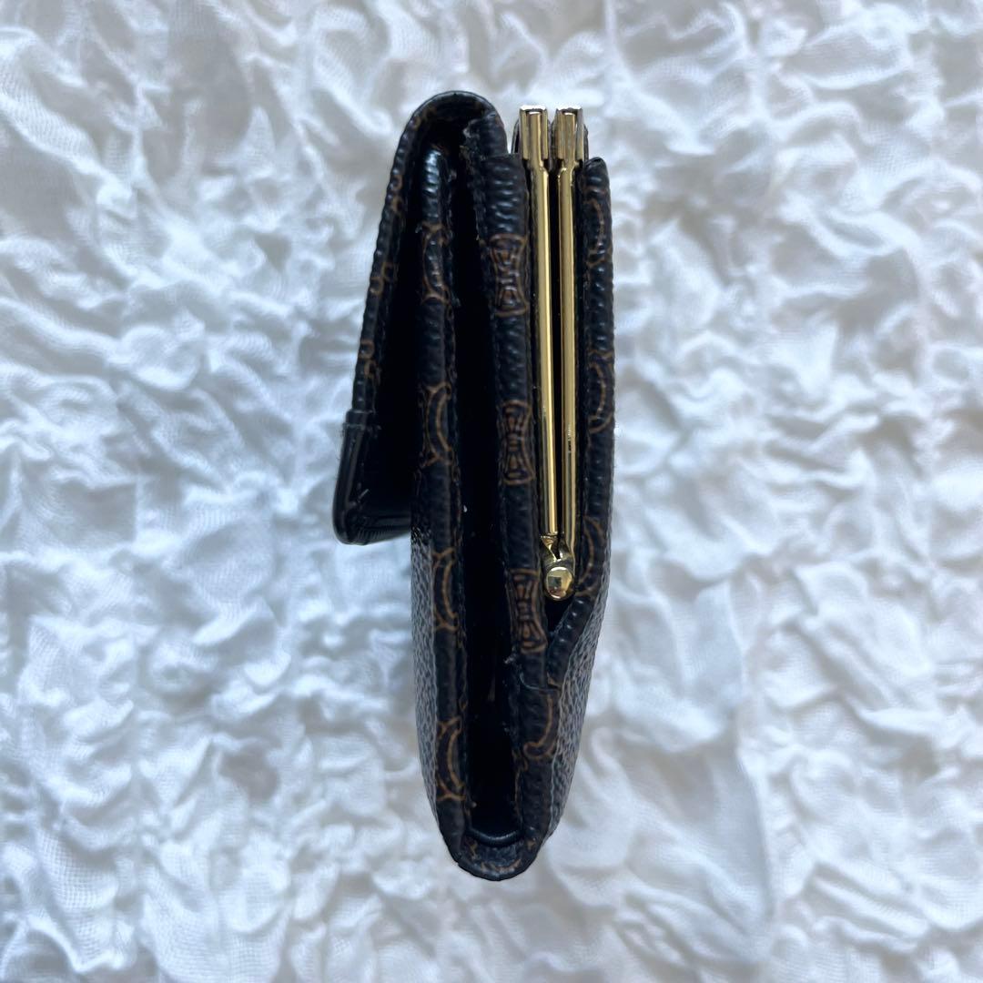 Old CELINE オールドセリーヌ 折り財布 がま口 黒マカダム ブラック