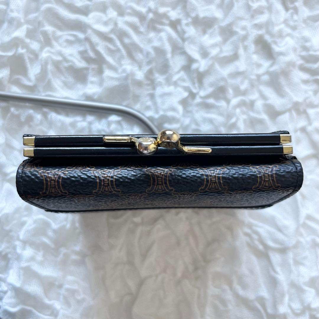 Old CELINE オールドセリーヌ 折り財布 がま口 黒マカダム ブラック