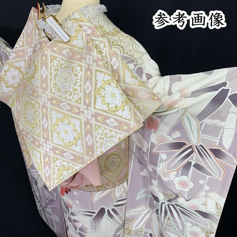 507z11☆人気！振袖 作家物 重ね衿付き 古典柄 牡丹 薄紫☆成人式結婚式