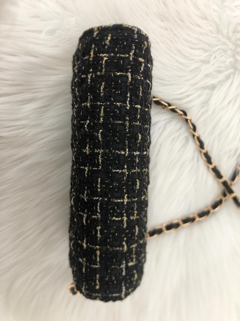 ノベルティ　チェーン　ショルダーバッグ　ツイード　ブラック　バッグ