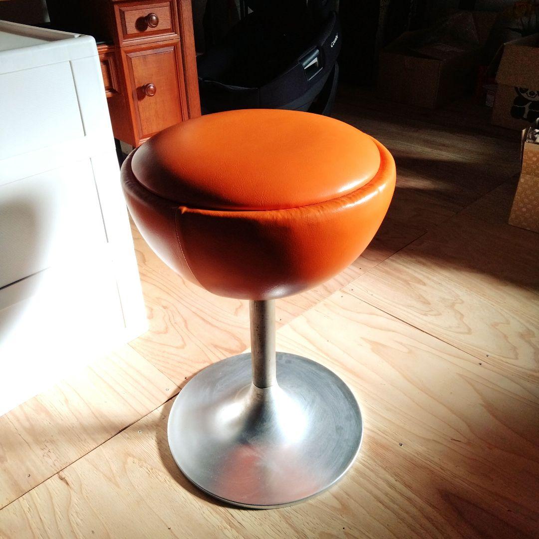 昭和レトロ/アメリカンヴィンテージ/回転椅子レザー系 スツール /古道具チェア