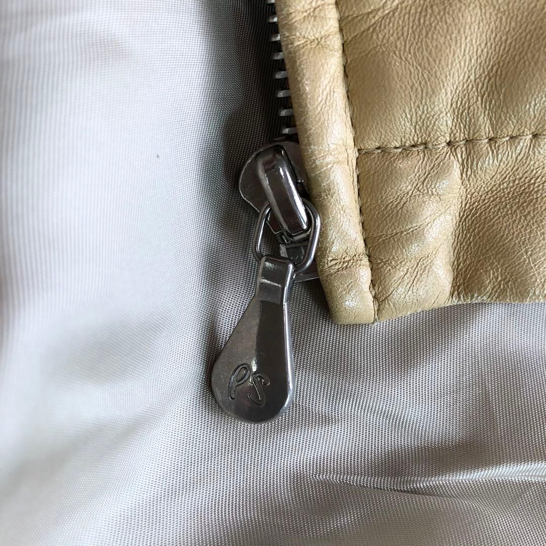 ポールスミス ライダースジャケット シングル 牛革 カウレザー ベージュ L