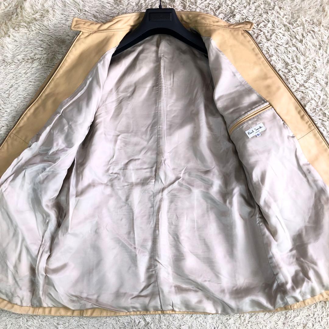 ポールスミス ライダースジャケット シングル 牛革 カウレザー ベージュ L