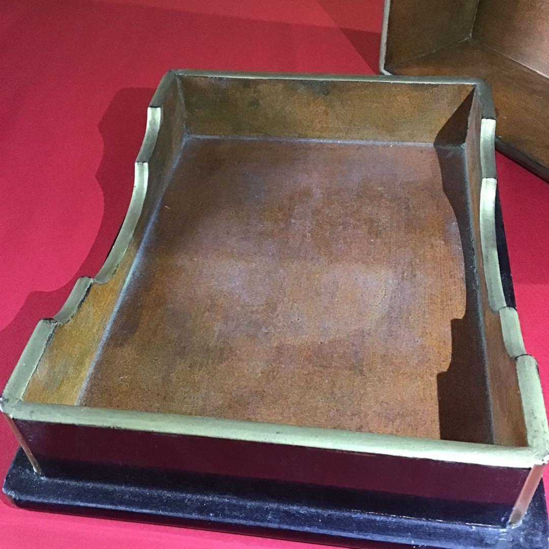 金泥高盛　五七の桐家紋　漆塗　明治期　　　za-1