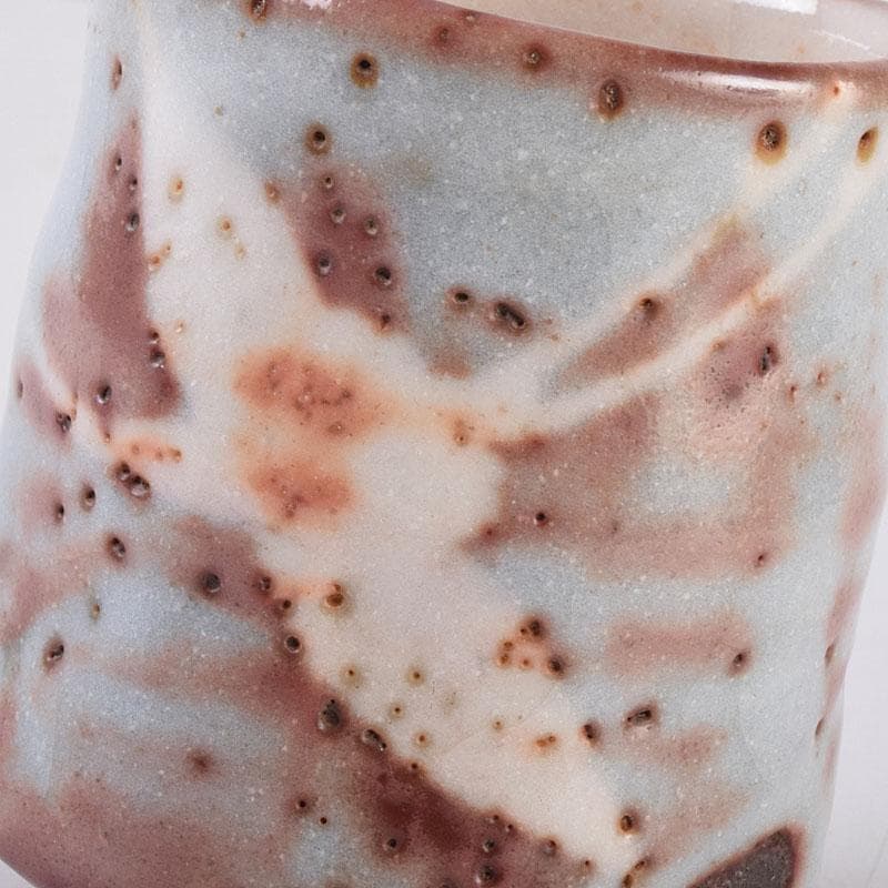 志野焼　美濃焼　奥磯太覚作　志野湯呑　共箱　C　R8909