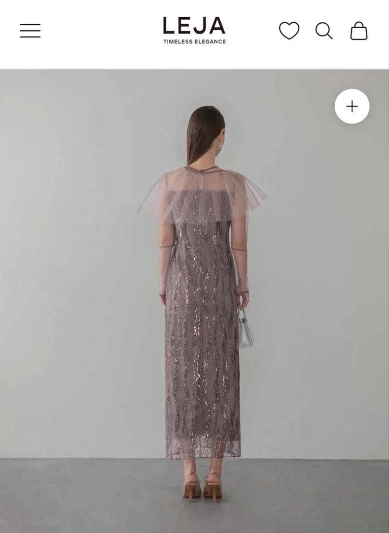 LEJA シアーケープスパンコールIラインワンピースドレス