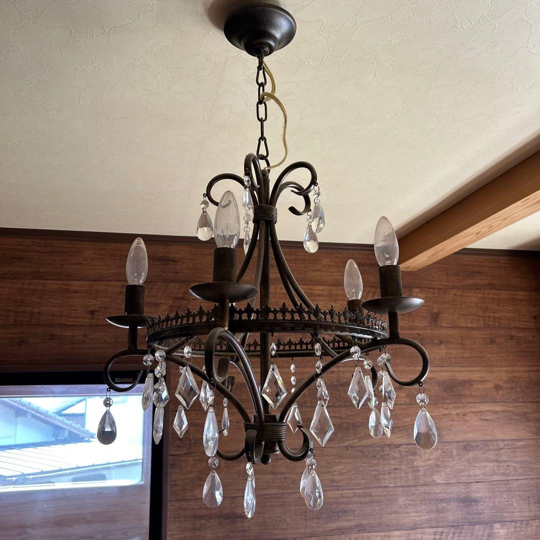 最終値下げ。クラシックシャンデリア 6灯 ダークブラウン