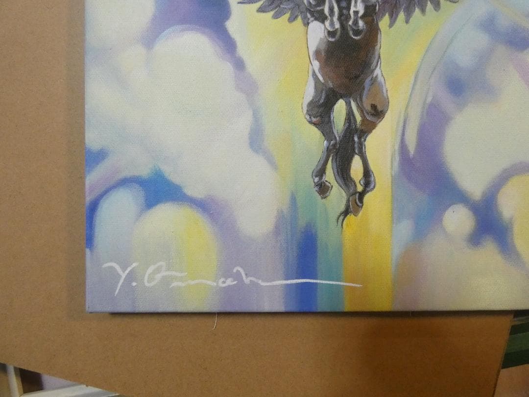 油絵 　天野喜孝「人物」 サインF6サイズ額装済み 肉筆手描き