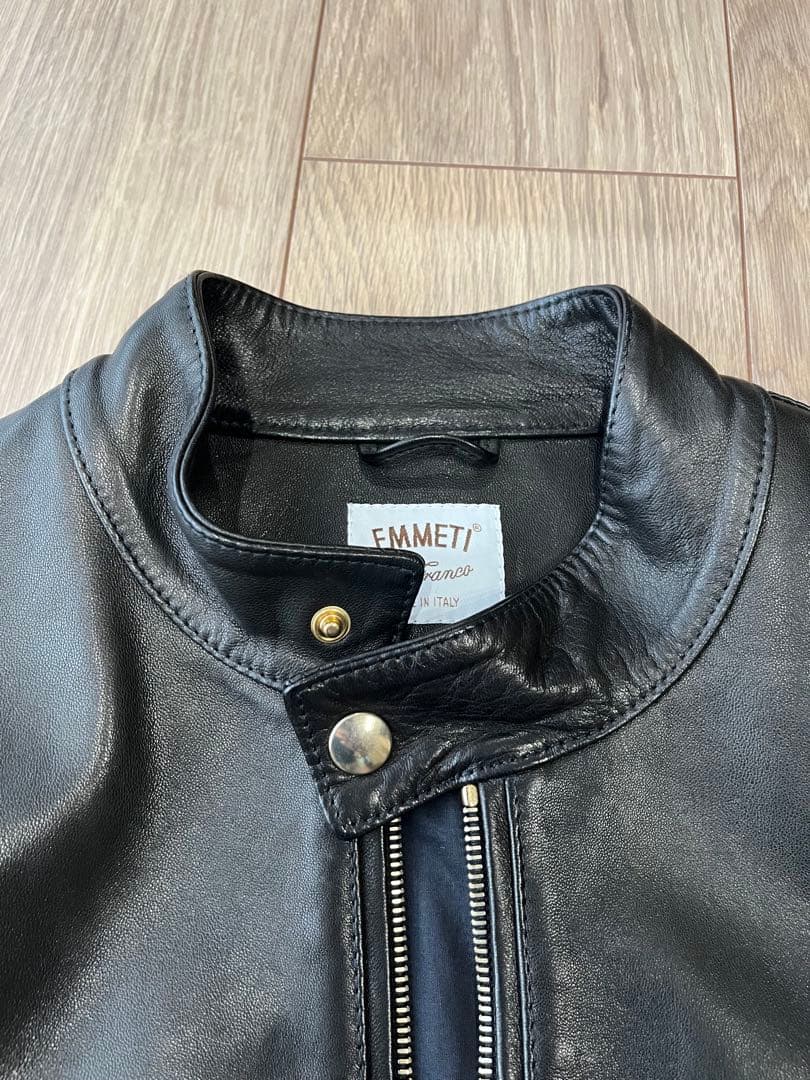 Emmeti エンメティ JURI ライダース ブラック 46 ゴールドジップ