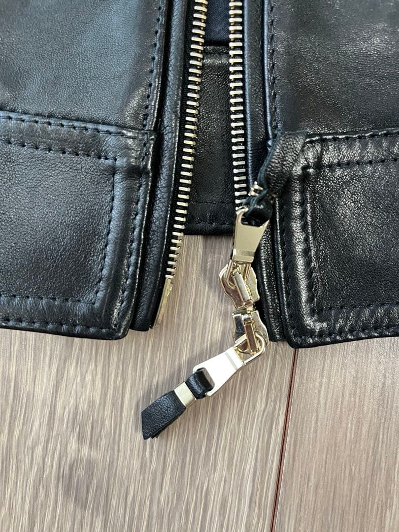 Emmeti エンメティ JURI ライダース ブラック 46 ゴールドジップ