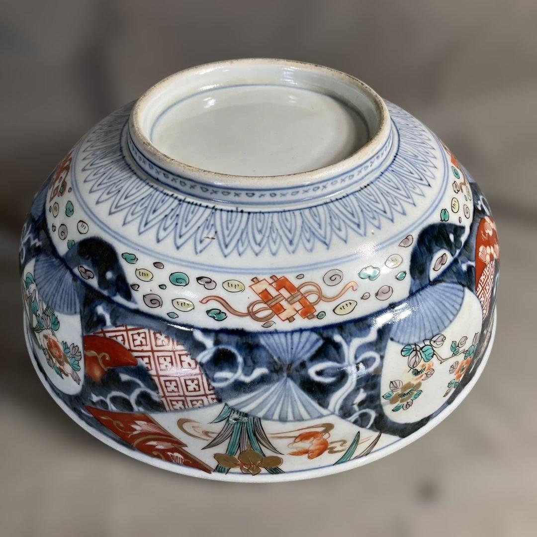 【古伊万里文】古伊万里の伝統　日本名窯　有田古伊万里文　染錦四方丸紋桐絵　大深鉢