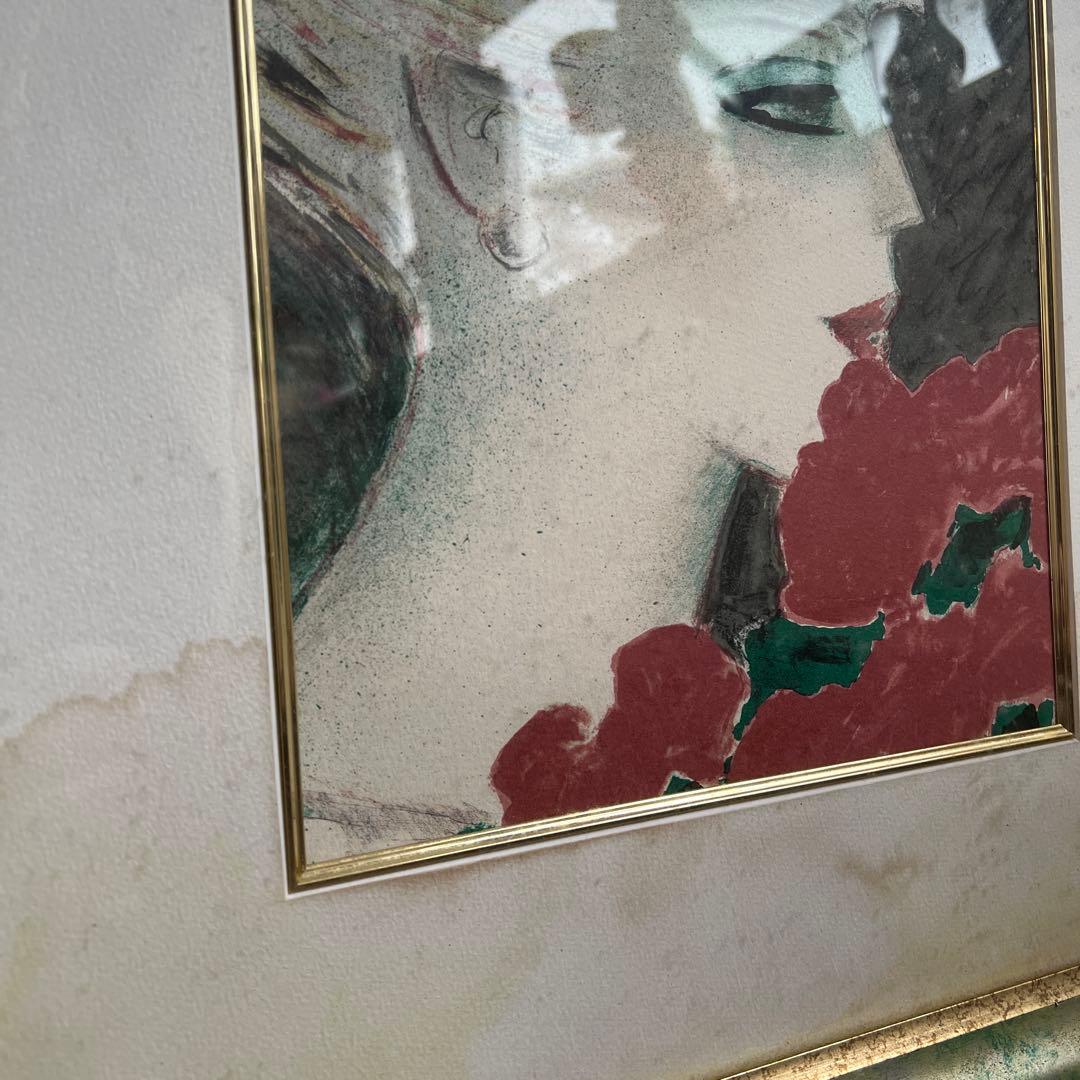 k333r120 フランス画壇の巨匠カシニョール 額装「バラとプロフィール」