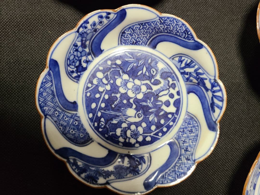 九谷焼須田菁華古染付祥瑞文様図小皿5客