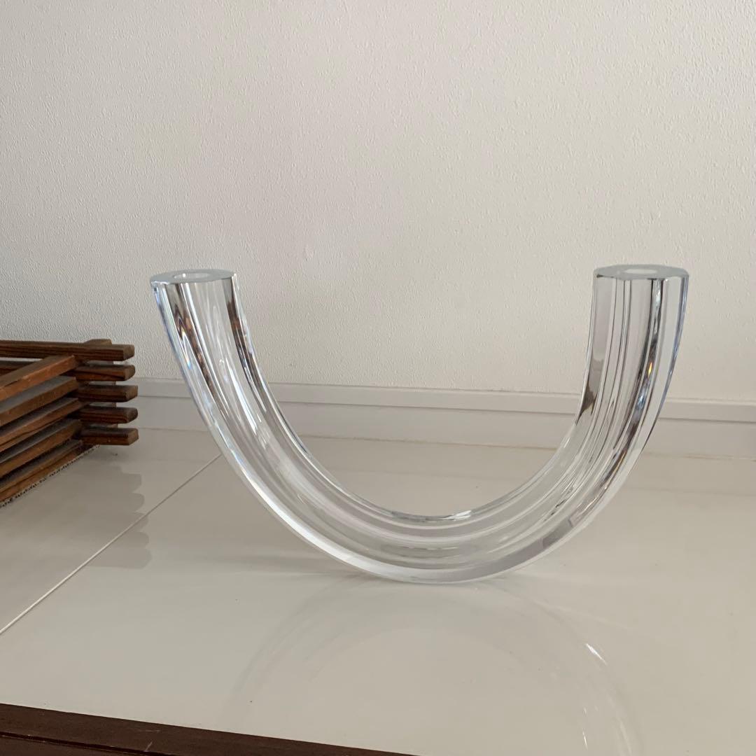 クリスタルガラス U字型 花器① 変形花器　生け花　池坊　草月　花瓶　オブジェ