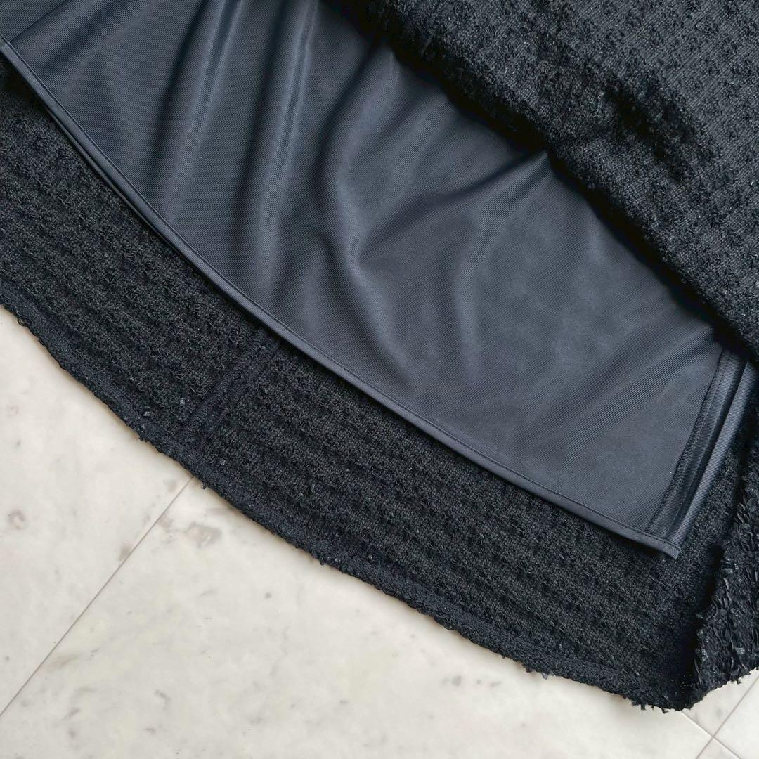 タグ付 定価4.8万 Rene パール装飾ファンシーツイードスカート ブラック