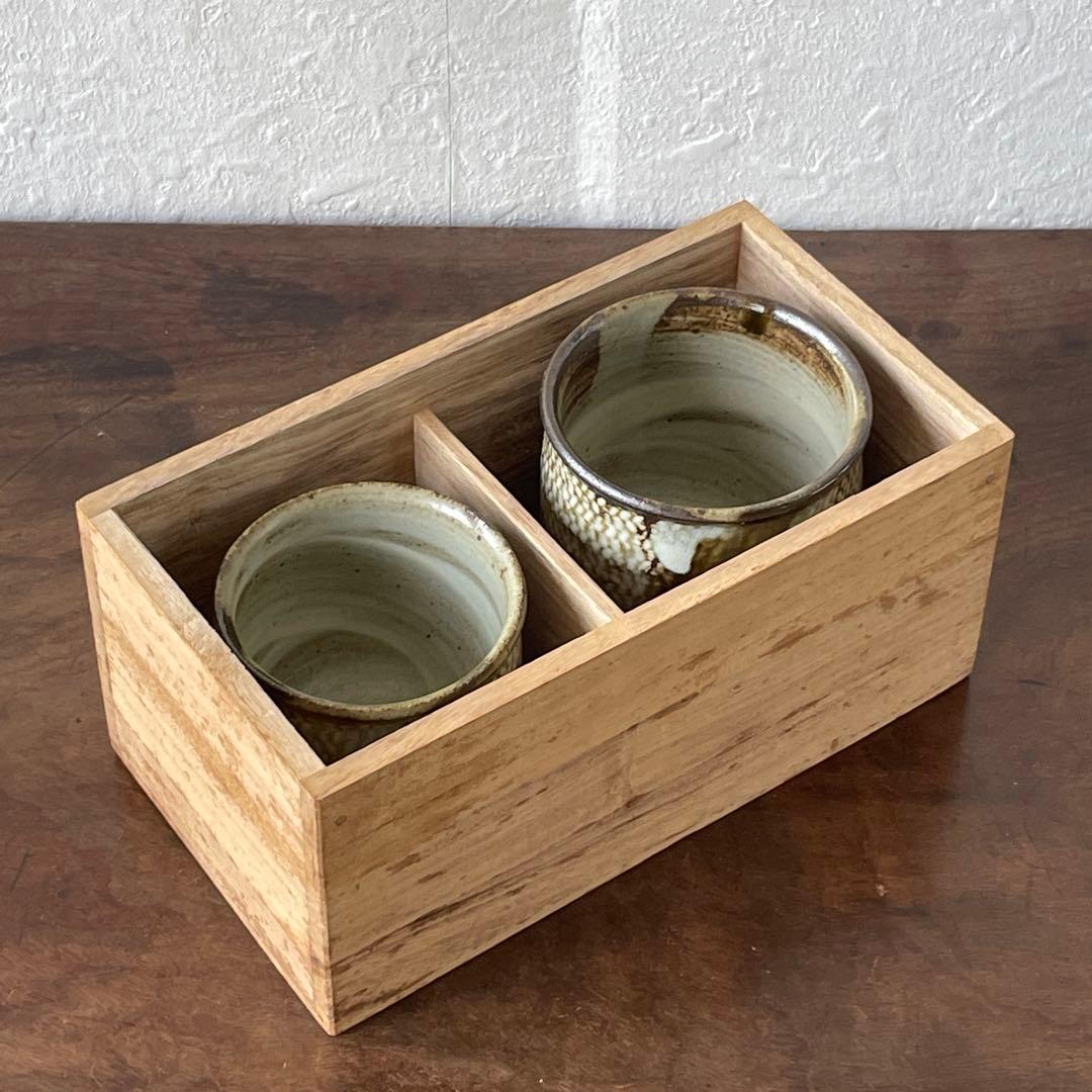 人間国宝　島岡達三　象嵌　夫婦　湯呑　共箱　ペア　酒器　ぐい呑としても