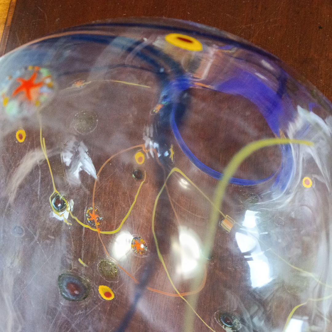 サイン入り　吹きガラス　 直径約20cm