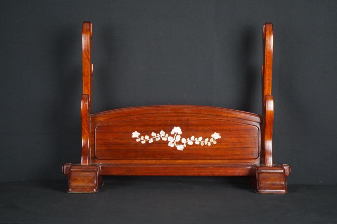 唐木花梨 螺鈿細工 三振掛用 刀掛け 武具 刀装具