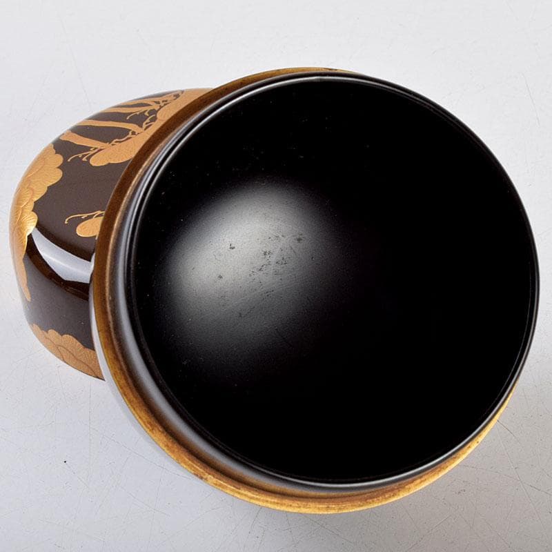 茶道具　蒔絵師　中村湖舟作　松蒔絵　棗　共箱　V　8815