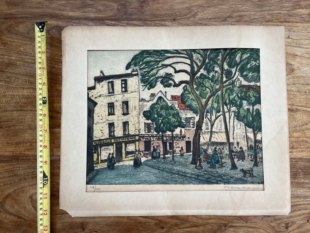 アンティーク　版画　サイン付き　No.入り