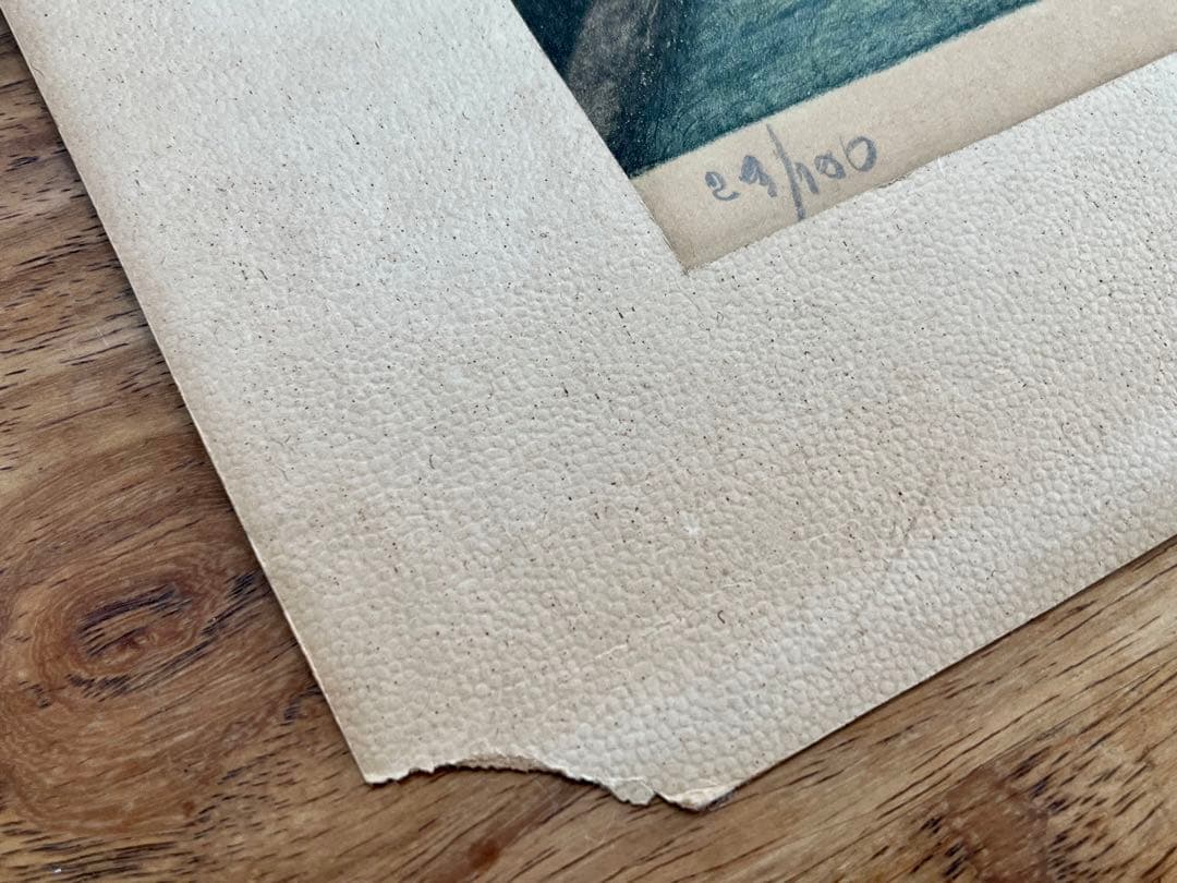 アンティーク　版画　サイン付き　No.入り