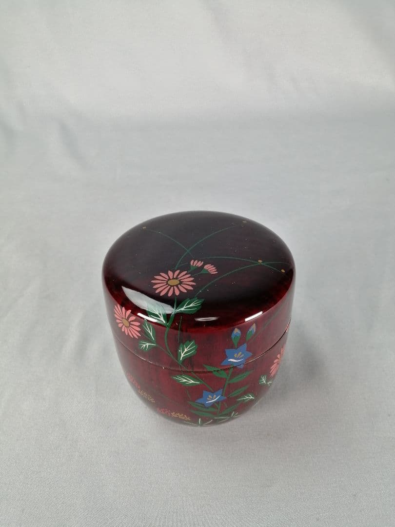 【茶事具】一峰作　即中斎好色絵秋草蒔絵溜大棗　棗298