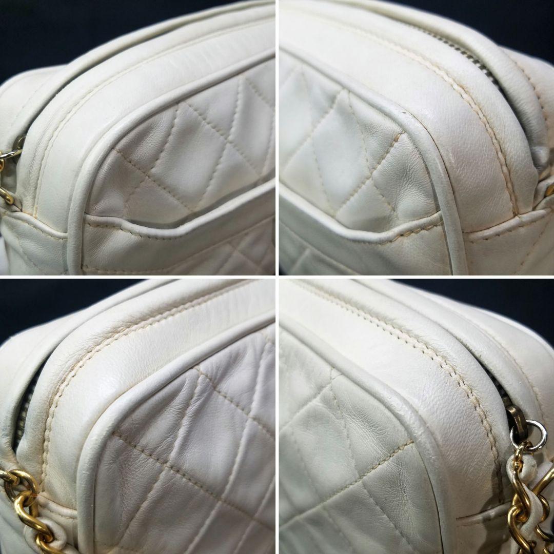 シャネル チェーン ショルダーバッグ フリンジ キルティング オフホワイト系