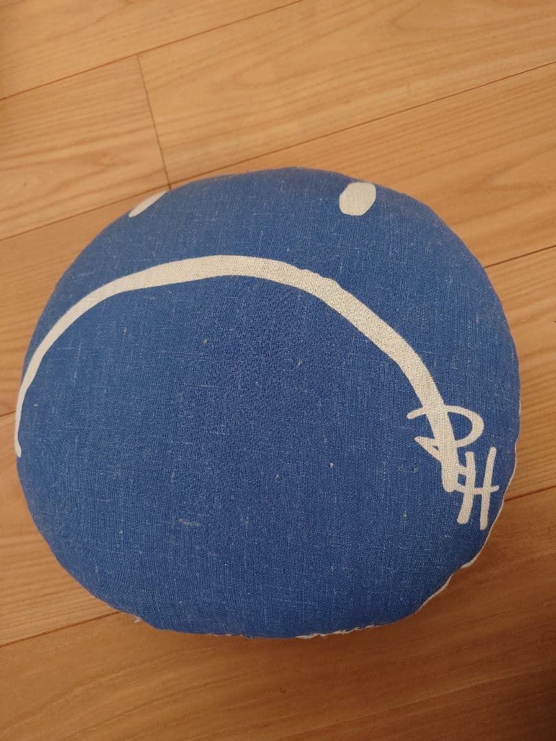 ロンハーマン　クッション　スマイル　ニコちゃん　青色