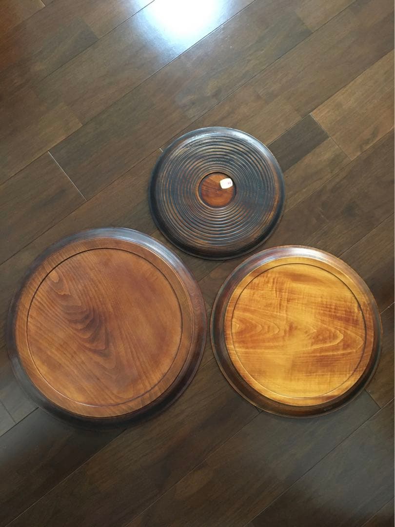 烏城彫　お盆　丸盆　飾盆　大、中、小　3点セット　A