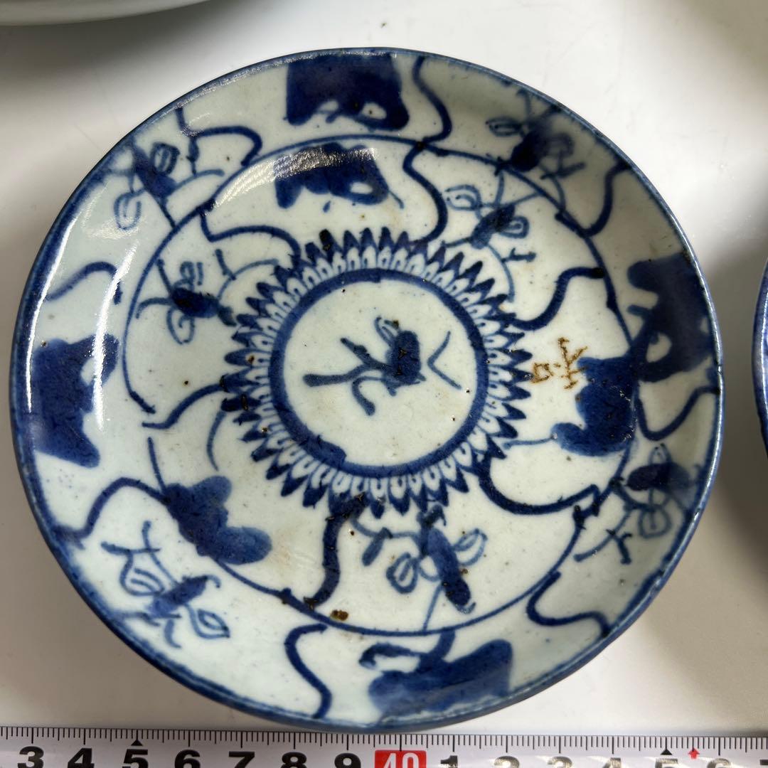 中国清時代　新渡青花皿4点　約27.5/23.5/13.5㎝　東Y7-1104⑤