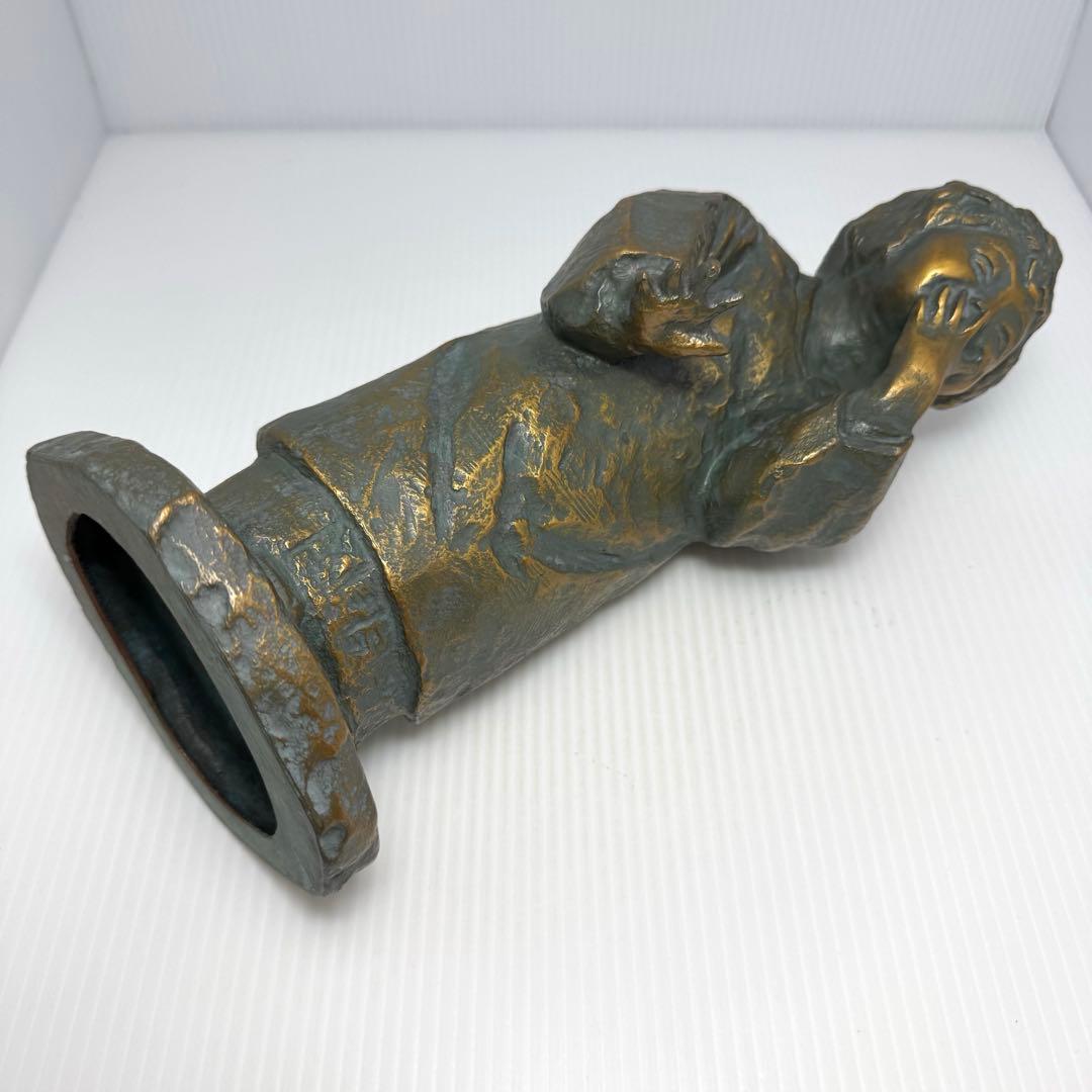 喜ぶ少女 北村西望 ブロンズ 共箱 鑑定書 色紙 経歴書 日本芸術院会員 彫刻