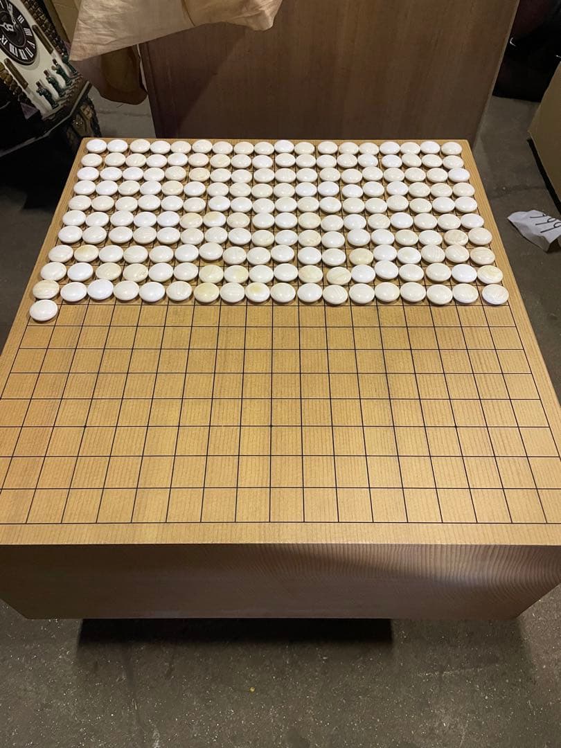 日向特製蛤碁石32号　那智黒石 栗碁笥 特大碁石 木箱付き