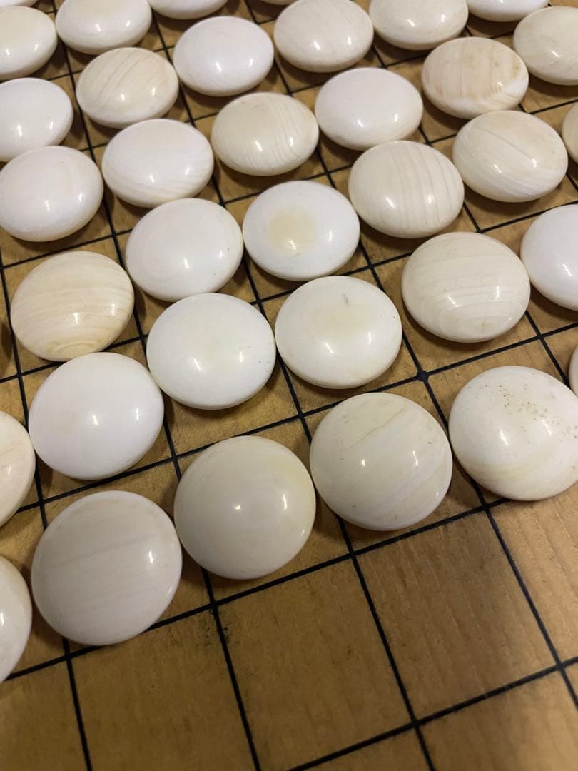 日向特製蛤碁石32号　那智黒石 栗碁笥 特大碁石 木箱付き