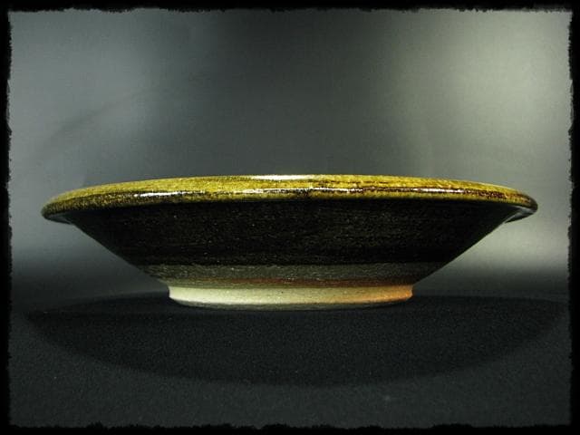 中島 克童 鐵砂皿 懐石 茶道具 益子 民芸 飾皿 1 f87