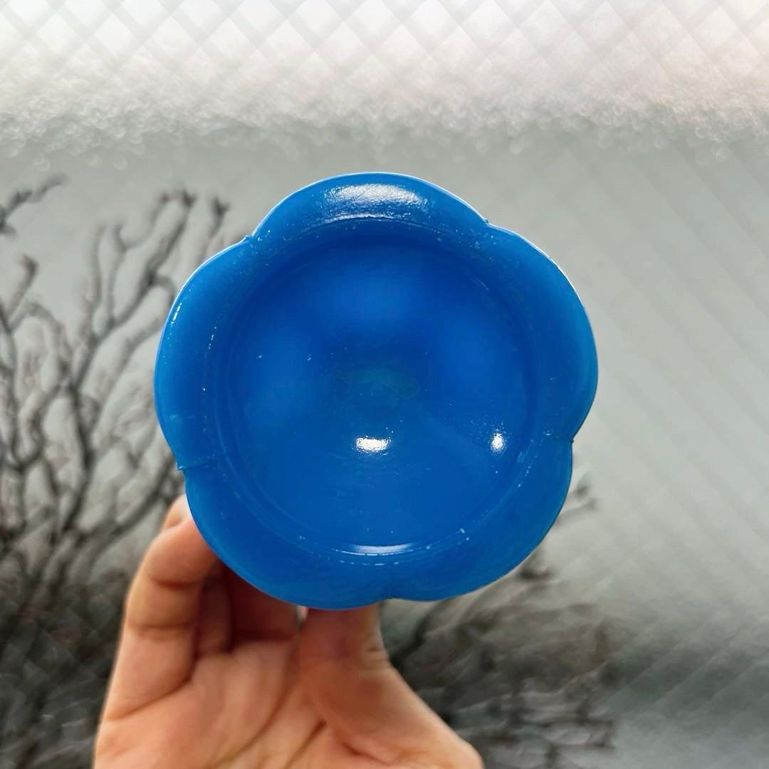 骨董　時代ガラス　希少練りガラス　花底　ダイヤ柄　筒型　氷コップ　ゴブレット１客