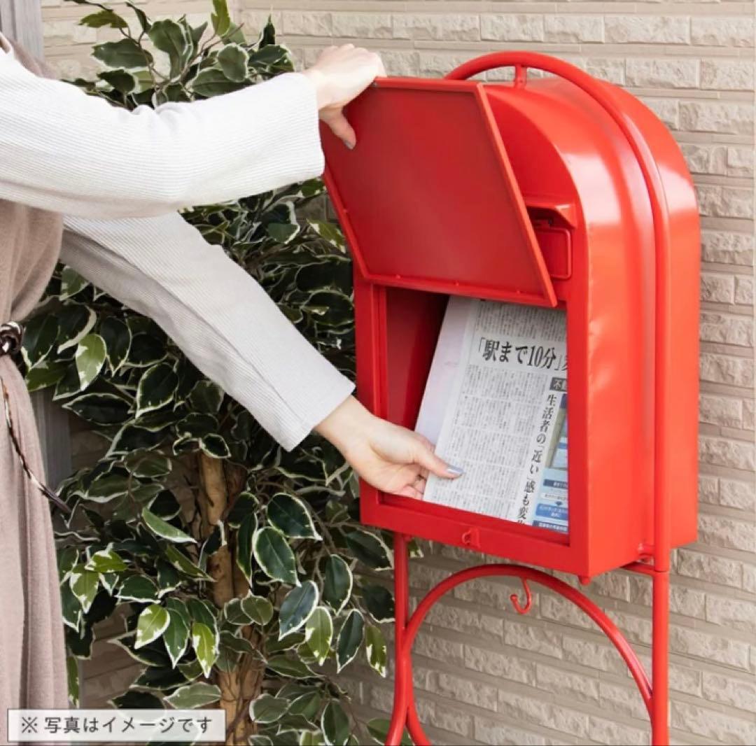 昭和　レトロ　アンティーク　レッド　ポスト　赤い　メールボックス　お洒落　独立