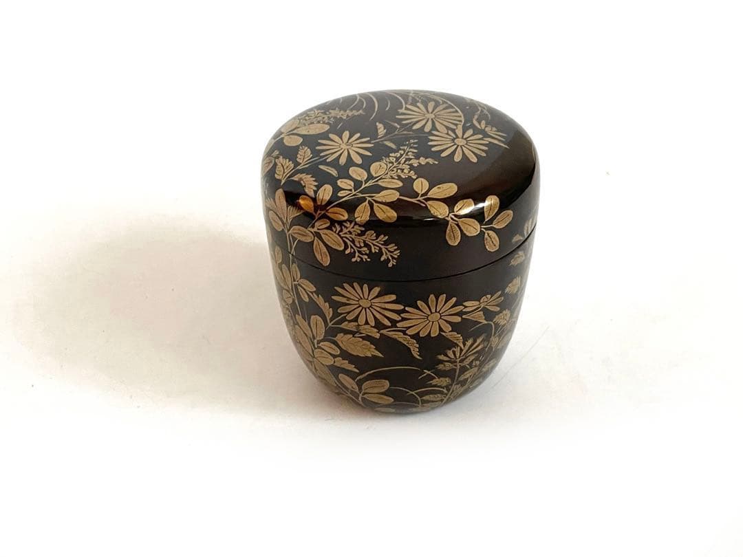 骨董　アンティーク　蒔絵　菊　萩　花文様　棗　箱なし　古蒔絵　時代蒔絵　秋草