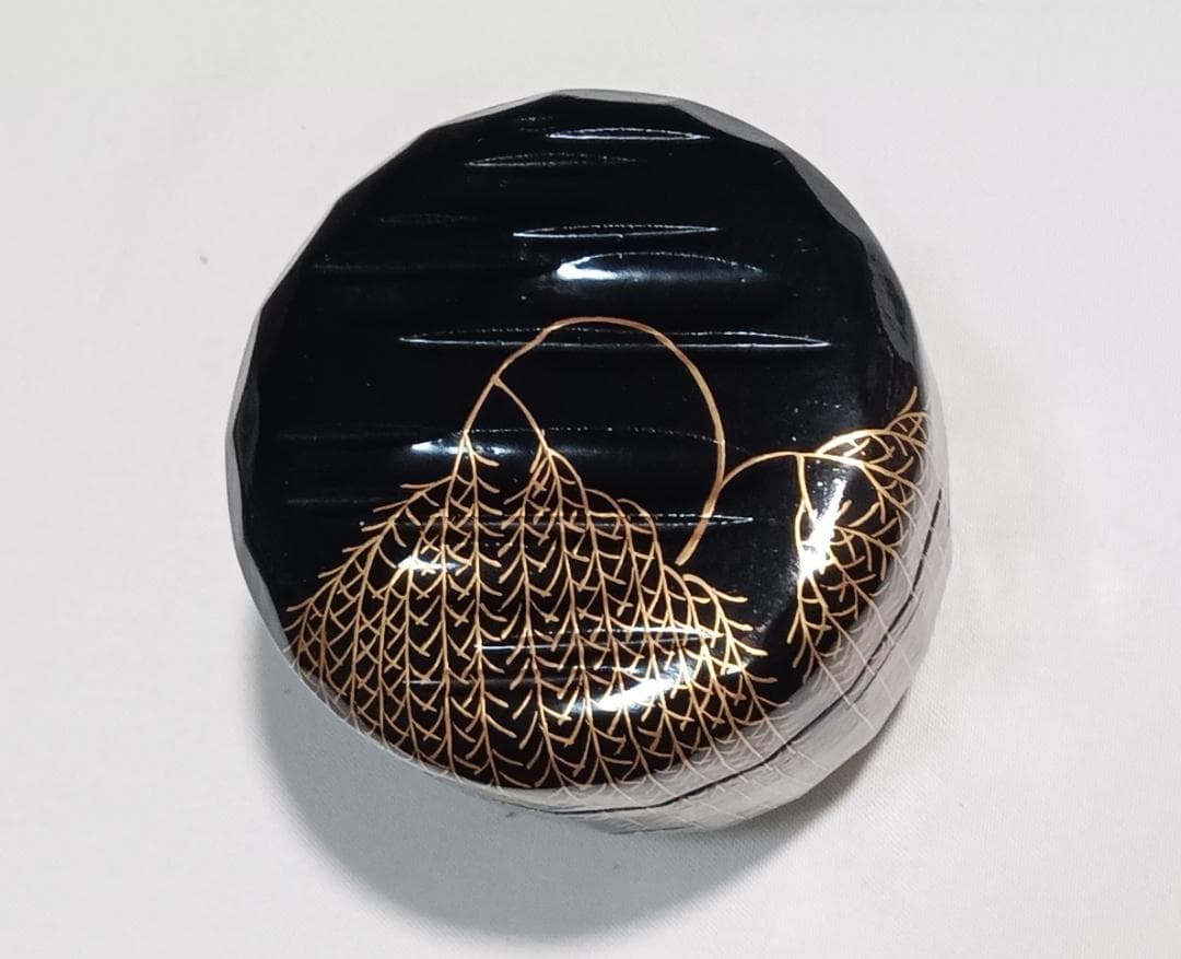 茶道具　山中塗蒔絵師　道場宗廣作　折撓柳蒔絵棗　折ダメ棗　美品！！