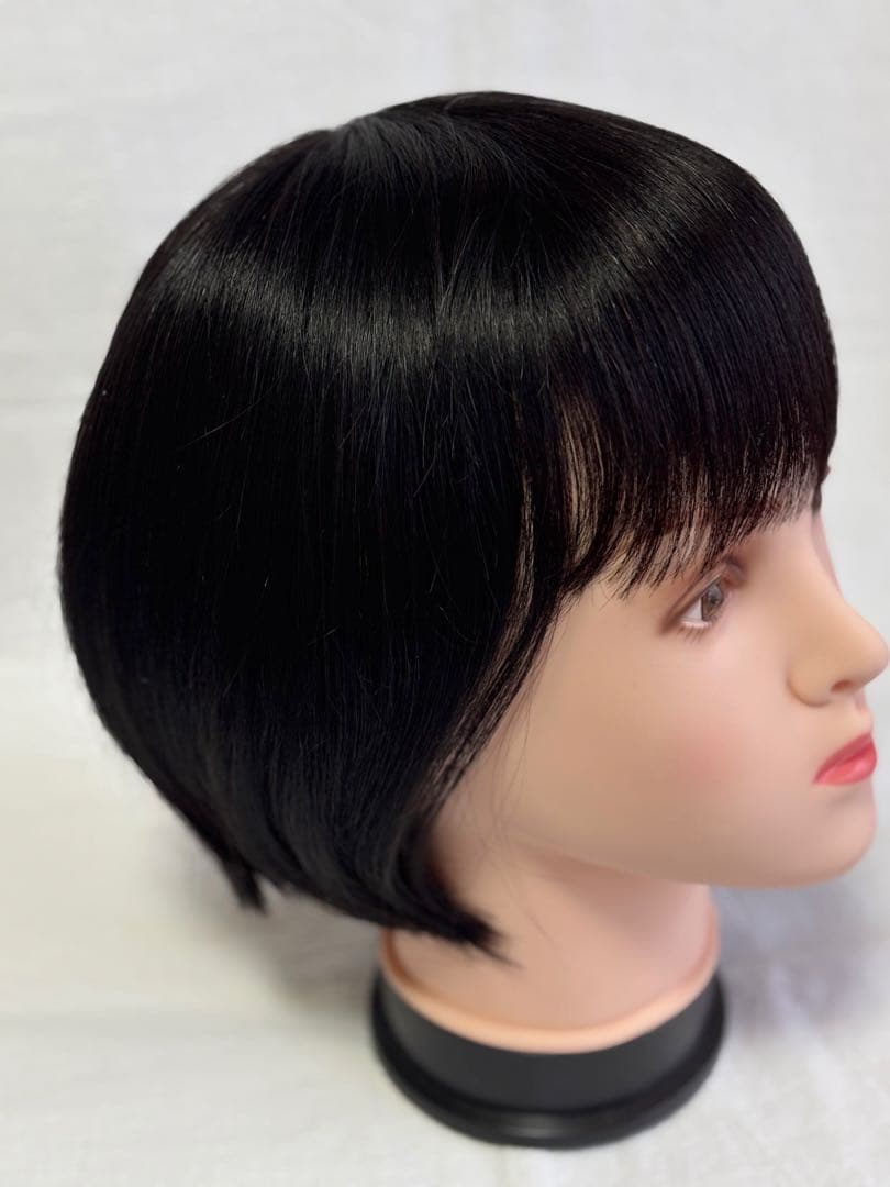 【ナチュラルブラック】人毛100% フルウィッグ 医療用 ウィッグ ショート