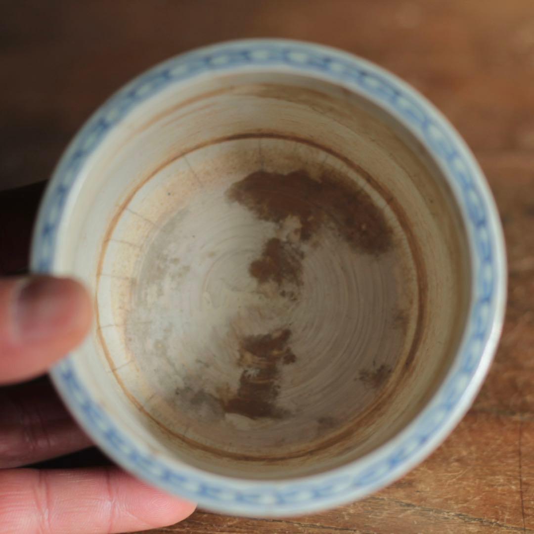 染付 筒 筒茶碗 花窓文 火入れ 古伊万里 古美術 古道具 アンティーク