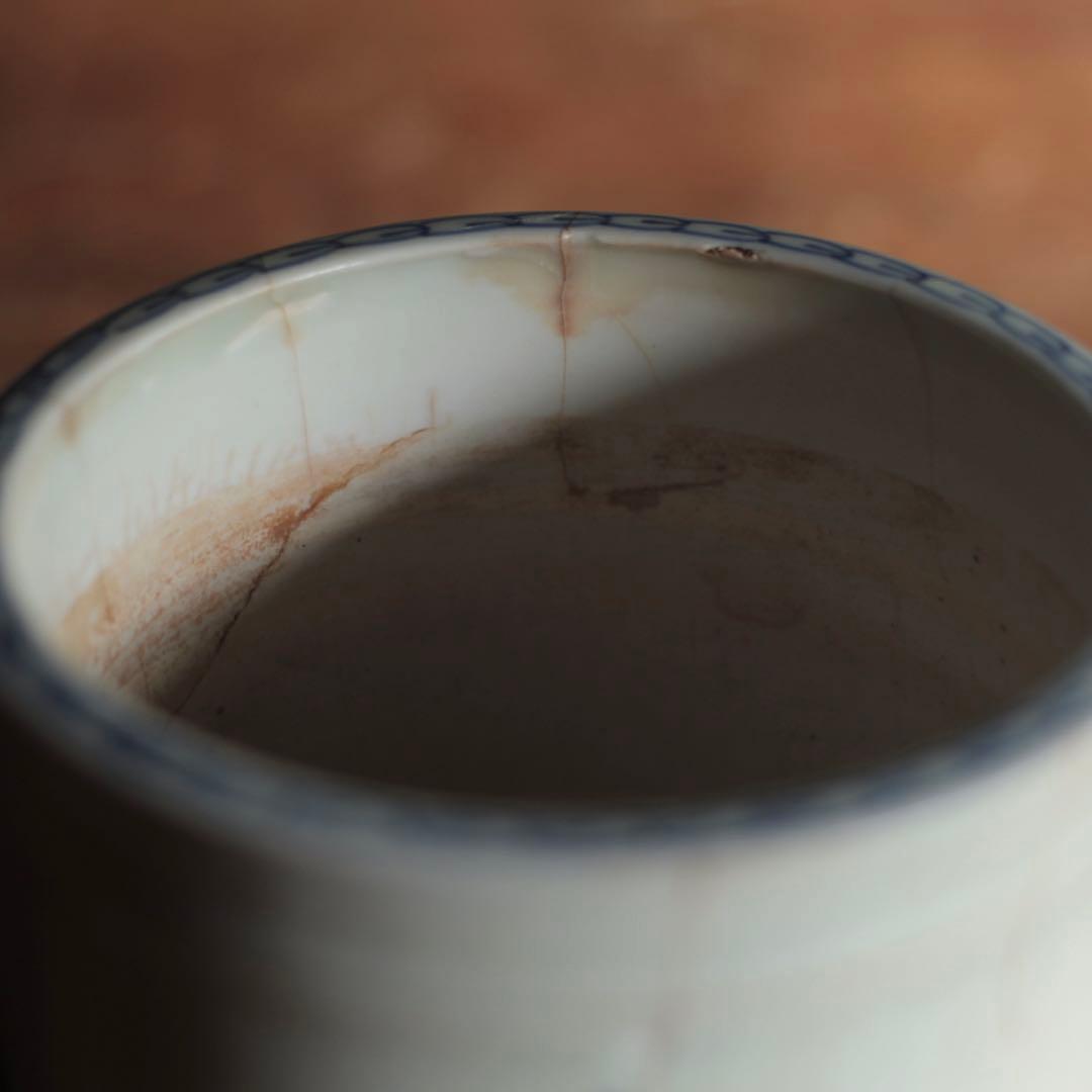 染付 筒 筒茶碗 花窓文 火入れ 古伊万里 古美術 古道具 アンティーク