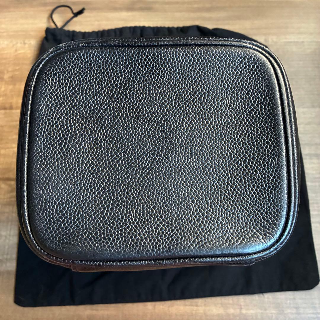 CHANEL キャビアスキン　バニティバッグ　ココマーク　ブラック