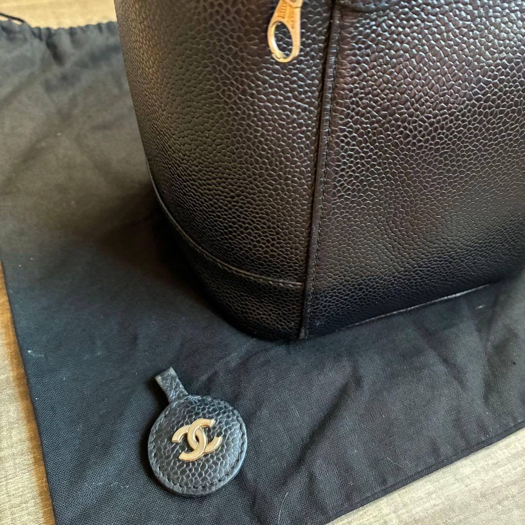 CHANEL キャビアスキン　バニティバッグ　ココマーク　ブラック