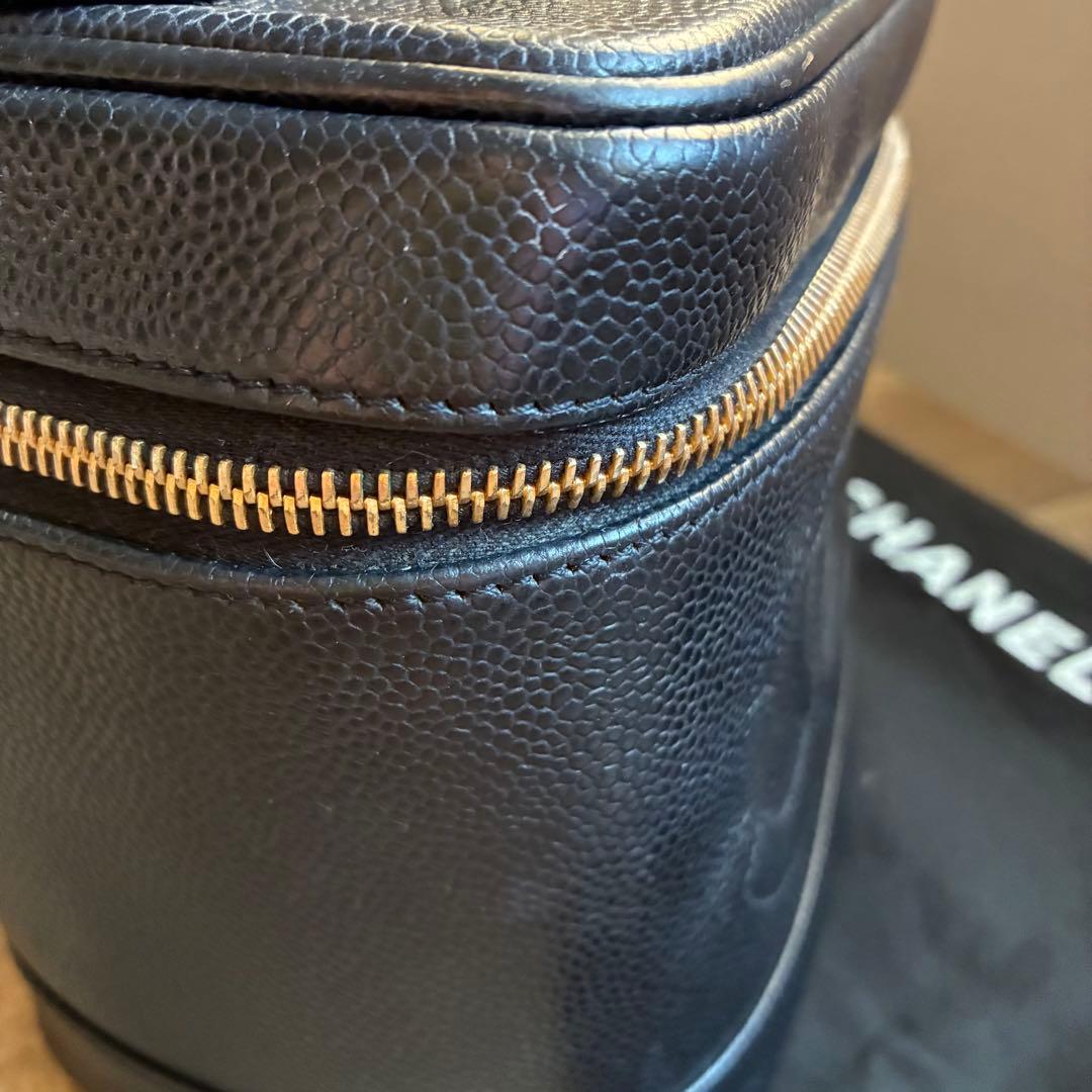 CHANEL キャビアスキン　バニティバッグ　ココマーク　ブラック