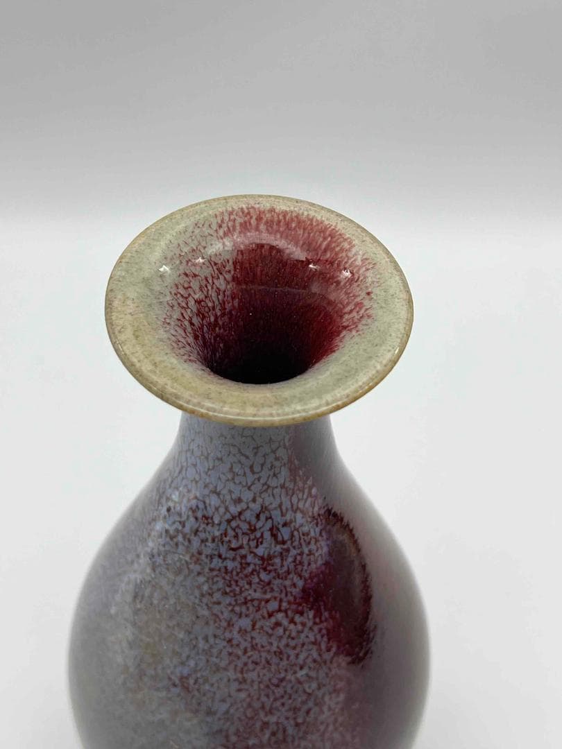 清時代 鈞窯 紅釉瓶　辰砂　郎窯紅釉 花瓶 景徳鎮　唐物　古賞物(C-53)