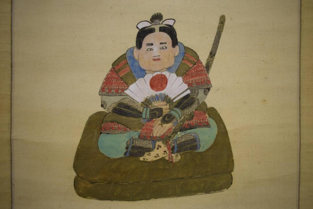 真作/妹尾雲石/岡山の人/桃太郎画賛/布袋屋掛軸HJ-354