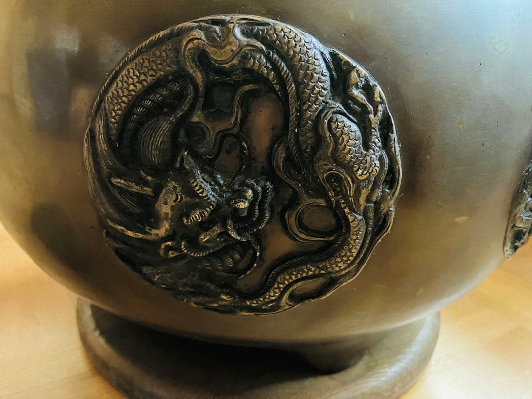 火鉢 獅子耳 龍装飾 アンティーク 骨董 古道具 古民具 明治 大正