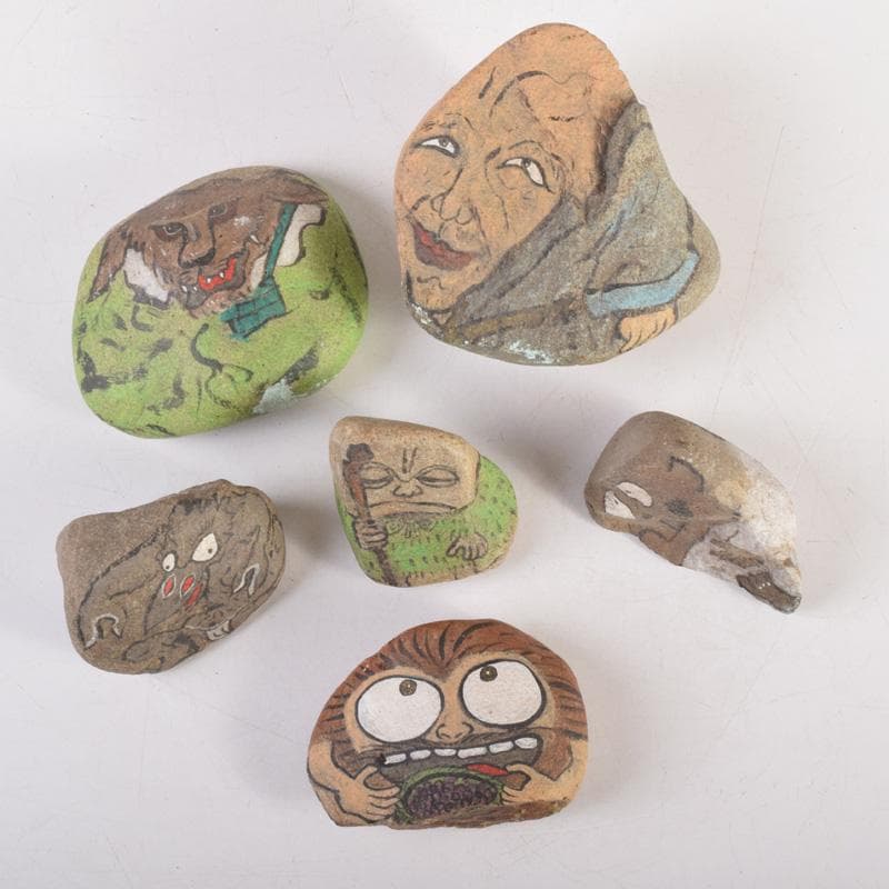 天然石　石絵　ゲゲゲの鬼太郎図　早銘　14点　M　8344A