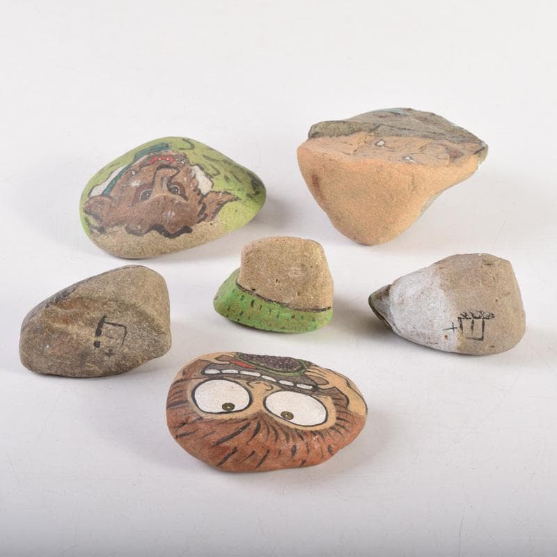 天然石　石絵　ゲゲゲの鬼太郎図　早銘　14点　M　8344A